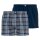 CECEBA mens woven boxer shorts, 2-pack - underwear, pants, cotton, logo, checked, single-coloured Blue M (Medium)