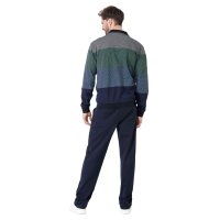 hajo Herren Hausanzug - lang, Zip-Jacke, Klima-Komfort, Homewear Blau 3XL