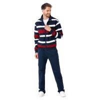 hajo Men House suit - long, zip jacket, sweat, homewear Blue/Red 3XL (XXX-Large)