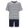 hajo Herren Schlafanzug - kurz, Klima-Light, V-Ausschnitt, Shorty Blau/Grau 2XL