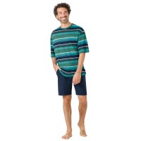 hajo Men Pyjamas - short, Klima-Light, round neckline, shorty Blue/Green 2XL (XX-Large)