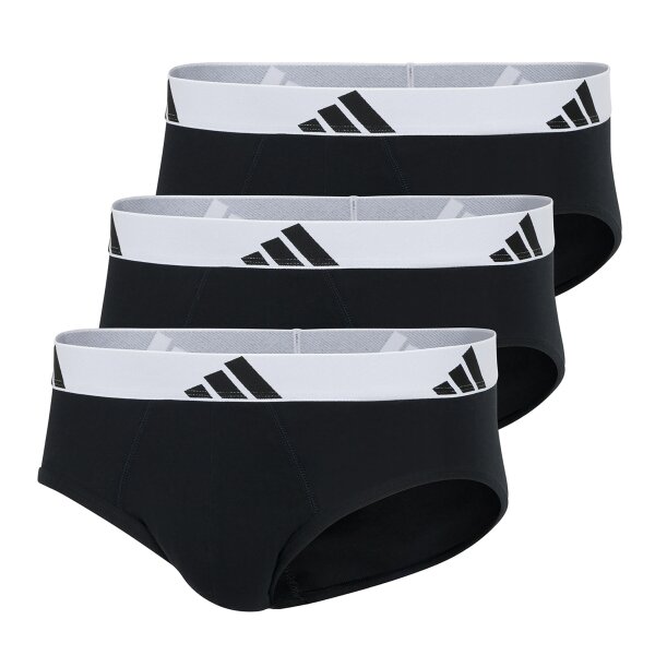 adidas Herren Slip, 3er Pack - Briefs, Active Flex Cotton, Logo, einfarbig Schwarz/Weiß S
