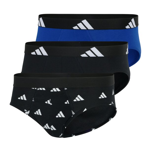 adidas Herren Slip, 3er Pack - Briefs, Active Flex Cotton, Logo, einfarbig Schwarz/Weiß/Blau 2XL