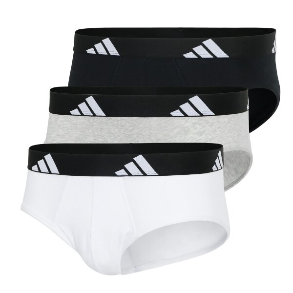adidas Herren Slip, 3er Pack - Briefs, Active Flex Cotton, Logo, einfarbig Schwarz/Weiß/Grau 2XL