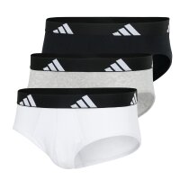 adidas mens briefs, 3-pack - Briefs, Active Flex Cotton, logo, solid colour Black/White/Grey 2XL (XX-Large)