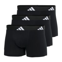 adidas Herren Boxershorts, 3er Pack - Trunks, Active Flex Cotton, Logo, einfarbig Schwarz S