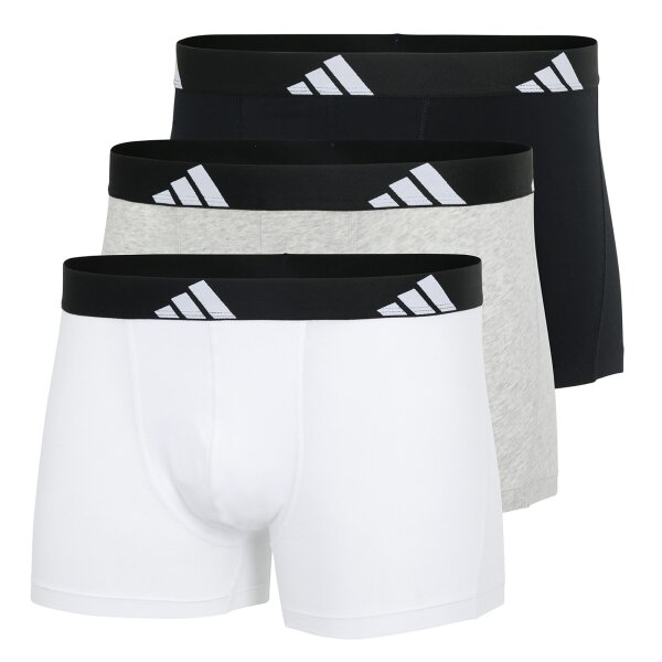 adidas men boxer shorts, 3-pack - trunks, Active Flex Cotton, logo, solid colour Black/White/Grey 2XL (XX-Large)