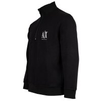 A|X ARMANI EXCHANGE mens sweatshirt with stand-up collar and half-zip - logo, cotton blend Black S (Small)