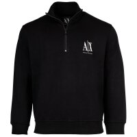 A|X ARMANI EXCHANGE mens sweatshirt with stand-up collar and half-zip - logo, cotton blend Black 2XL (XX-Large)