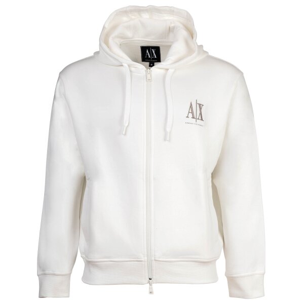 A|X ARMANI EXCHANGE Herren Sweatjacke mit Kapuze - Hoodie Full-Zip, Baumwoll-Mix Weiß S
