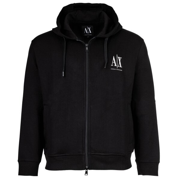 A|X ARMANI EXCHANGE mens hooded sweat jacket - hoodie full-zip, cotton blend Black 2XL (XX-Large)