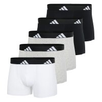 adidas Herren Boxershorts, 5er Pack - Trunks, Active Flex Cotton, Logo Schwarz/Weiß/Grau 2XL