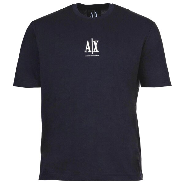 A|X ARMANI EXCHANGE Herren T-Shirt - Rundhals, Kurzarm, Logo Stickerei, Baumwolle Dunkelblau S