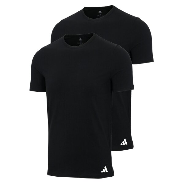 adidas Herren T-Shirt, 2er Pack - Crew Neck Shirt, Active Flex Cotton, einfarbig Schwarz S