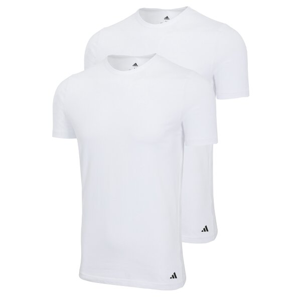 adidas Herren T-Shirt, 2er Pack - Crew Neck Shirt, Active Flex Cotton, einfarbig Weiß 2XL