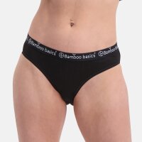 Bamboo basics Damen Slips YARA, 6er Pack - Logo-Bund, atmungsaktiv, Single Jersey Schwarz L