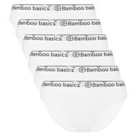 Bamboo basics ladies briefs YARA, 6-pack - Logo waistband, breathable, Single Jersey White S (Small)