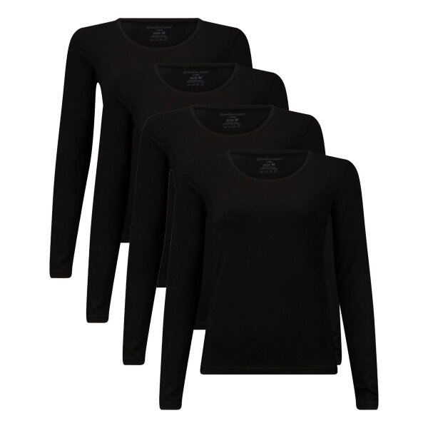 Bamboo basics ladies T-shirt, 4-pack - LARA Logsleeve, vest, round neck, uni Black S (Small)