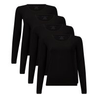Bamboo basics Damen T-Shirt, 4er Pack - LARA Longsleeve, Unterhemd, Rundhals, uni Schwarz S