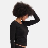 Bamboo basics Damen T-Shirt, 4er Pack - LARA Longsleeve, Unterhemd, Rundhals, uni Schwarz S