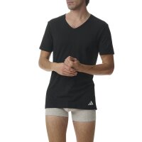 adidas Herren T-Shirts, 2er Pack - V-Neck Shirt Active Flex Cotton, einfarbig Schwarz S