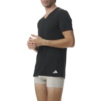 adidas Herren T-Shirts, 2er Pack - V-Neck Shirt Active Flex Cotton, einfarbig Schwarz S