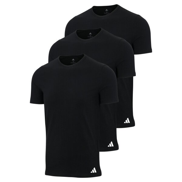adidas Herren T-Shirt, 3er Pack - Crew Neck Shirt, Active Core Cotton, einfarbig Schwarz M