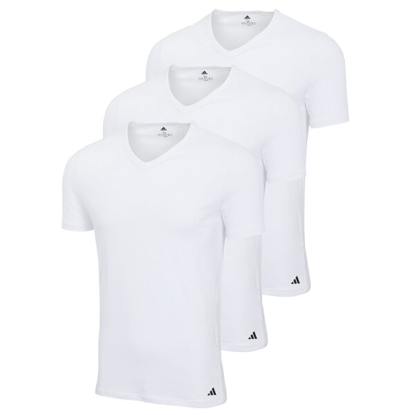 adidas Men T-Shirt, 3-pack - V-Neck Shirt, Active Core Cotton, solid colour White S (Small)