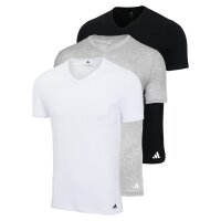 adidas Herren T-Shirt, 3er Pack - V-Neck Shirt, Active Core Cotton, einfarbig Weiß/Schwarz/Grau 2XL