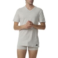 adidas Herren T-Shirt, 3er Pack - V-Neck Shirt, Active Core Cotton, einfarbig Weiß/Schwarz/Grau 2XL