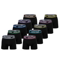 JACK&JONES Herren Boxershorts, 10er Pack - JACLIMES SOLID TRUNKS 10 PACK, Baumwoll-Stretch, Logo Schwarz S