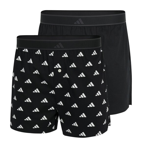 adidas men woven boxer shorts, 2-pack - woven boxer, shorts, woven fabric, cotton Black/White S (Small)