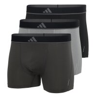 adidas Herren Boxershorts, 3er Pack - Trunks, Active Micro Flex Eco, Logo, einfarbig Schwarz/Grau S