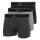 adidas Herren Boxershorts, 3er Pack - Trunks, Active Micro Flex Eco, Logo, einfarbig Schwarz/Grau S