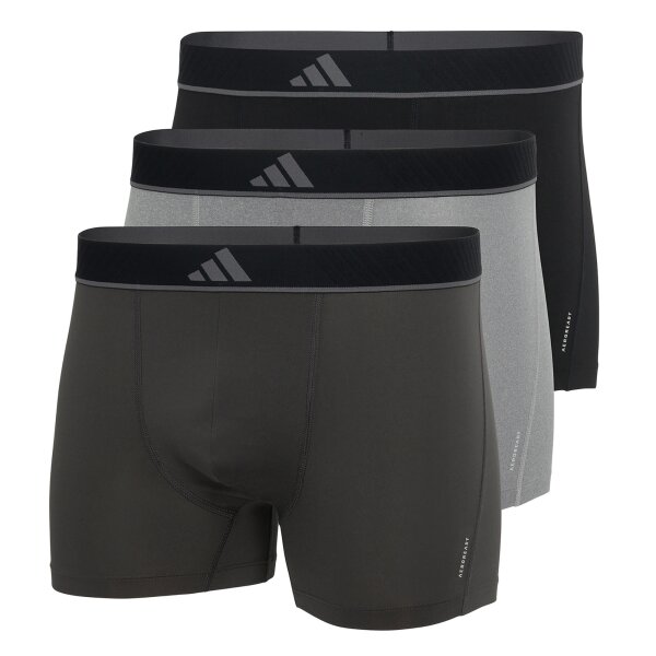 adidas Herren Boxershorts, 3er Pack - Trunks, Active Micro Flex Eco, Logo, einfarbig Schwarz/Grau 2XL