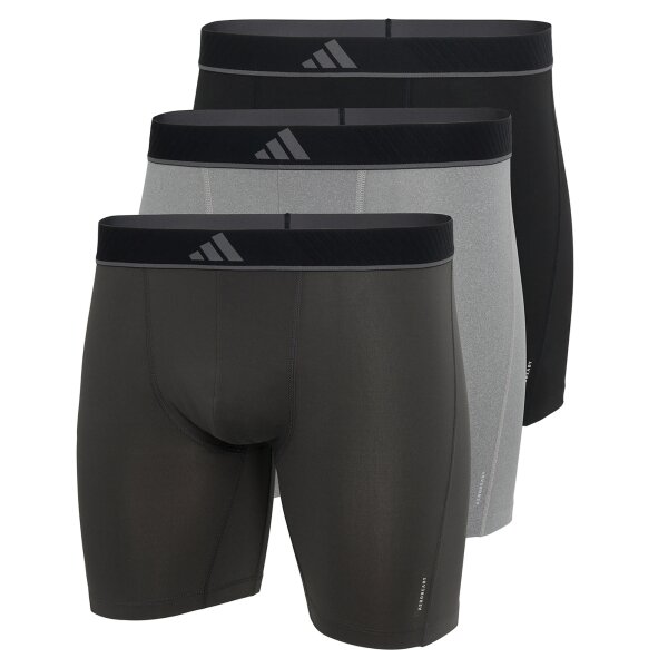 adidas Herren Boxershorts, 3er Pack - Boxer Briefs, Active Micro Flex Eco, Logo, einfarbig Schwarz/Grau S