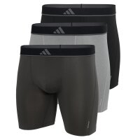 adidas Herren Boxershorts, 3er Pack - Boxer Briefs, Active Micro Flex Eco, Logo, einfarbig Schwarz/Grau S