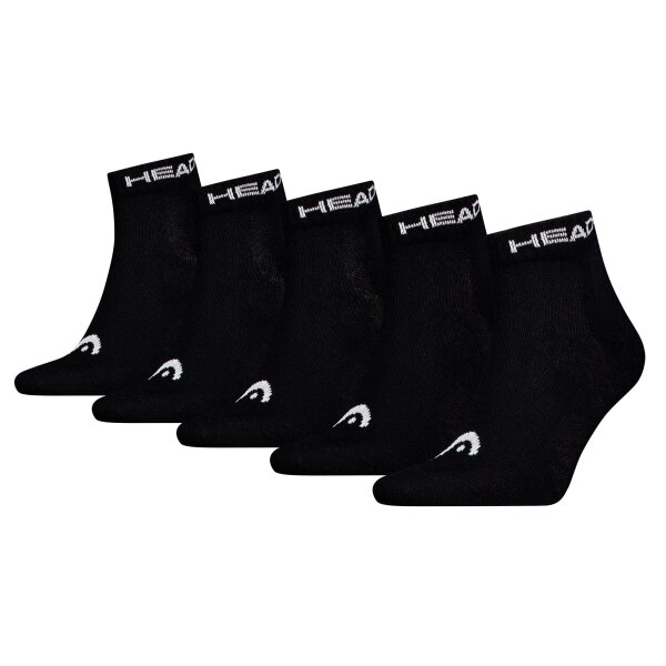 HEAD unisex quarter socks, 5-pack - ELEMENTS ALL SPORTS QUARTER ECOM, short socks, single color Black 43-46 (UK 9-11)