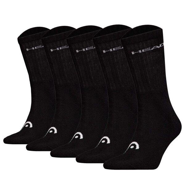HEAD Unisex Socken, 5er Pack - ELEMENTS ALL SPORTS CREW ECOM, einfarbig Schwarz 43-46