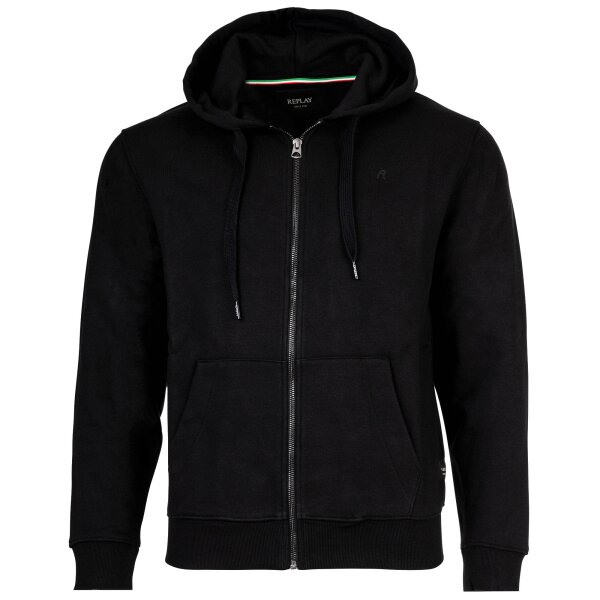 REPLAY mens sweat jacket - zip jacket, hood, single-colored