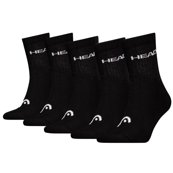 HEAD unisex socks, 5-pack - ELEMENTS ALL SPORTS CREW ECOM, solid color Black 39-42 (UK 6-8)