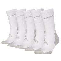 HEAD Unisex Tennissocken, 5er Pack - ELEMENTS TENNIS CREW ECOM, Sportsocken Weiß 35-38