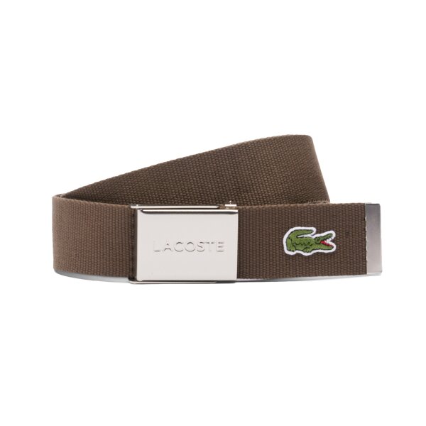 LACOSTE Mens Belt made of Fabric - practical Case, engraved sliding Buckle Closure  Brown (Morel) 130 cm