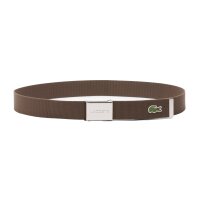 LACOSTE Herren Gürtel aus Stoff - schönes Etui, gravierter Schiebeschnallenverschluss Braun (Morel) 130 cm
