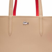 LACOSTE Damen Wendetasche mit Pochete - ANNA Shopping Bag, 35x30x14cm (BxHxT), mehrfarbig Beige/Orange