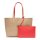 LACOSTE ladies reversible bag with pochete - Shopping Bag, 35x30x14cm (WxHxD), multicoloured Beige/Orange
