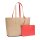 LACOSTE ladies reversible bag with pochete - Shopping Bag, 35x30x14cm (WxHxD), multicoloured Beige/Orange