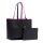 LACOSTE ladies reversible bag with pochete - Shopping Bag, 35x30x14cm (WxHxD), multicoloured Pink/Black