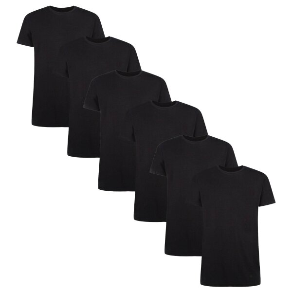 Bamboo basics mens t-shirt RUBEN, pack of 6 - undershirt, crew neck, Single Jersey Black S (Small)