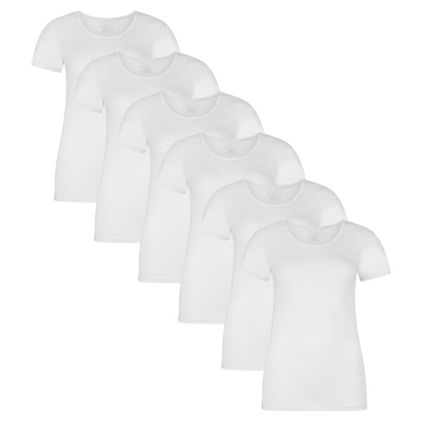 Bamboo basics Ladies T-Shirt KATE, pack of 6 - undershirt, crew neck, Single Jersey White S (Small)